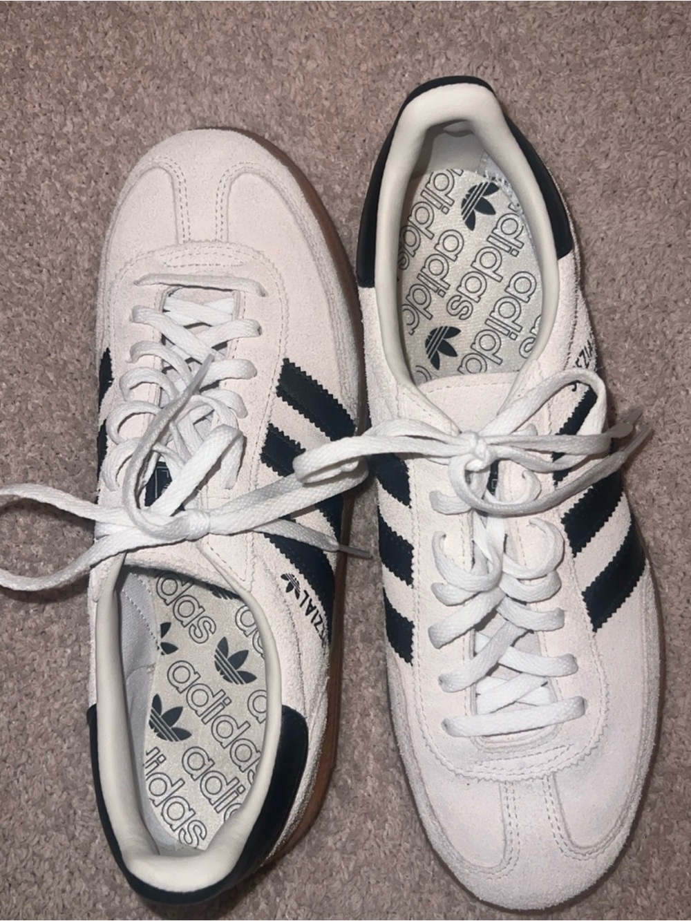 adidas White and Black Classic Suede Sneakers